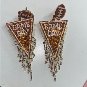 Game Day Glitter Earrings with Football Design